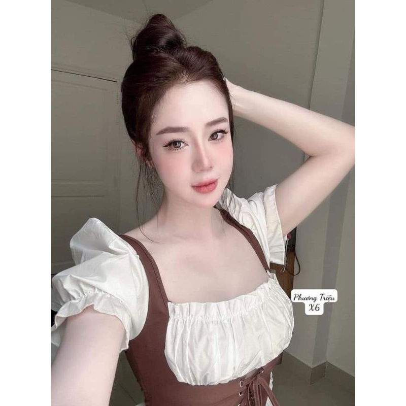 áo kiểu bèo ngực tay phồng xinh ( ảnh thật trải sàn )