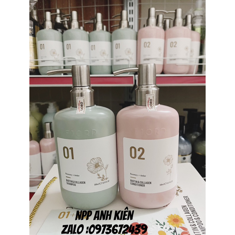 Bộ đâu gội xả Fjord Biotin& collagen phục hồi mềm mượt ngăn ngừa Rụng 500ml*2- cặp