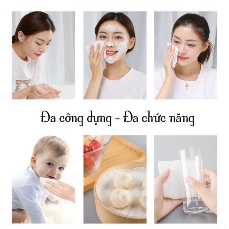 Khăn lau mặt khô - Khăn mặt khô tẩy trang dùng 1 lần dạng rút/cuộn