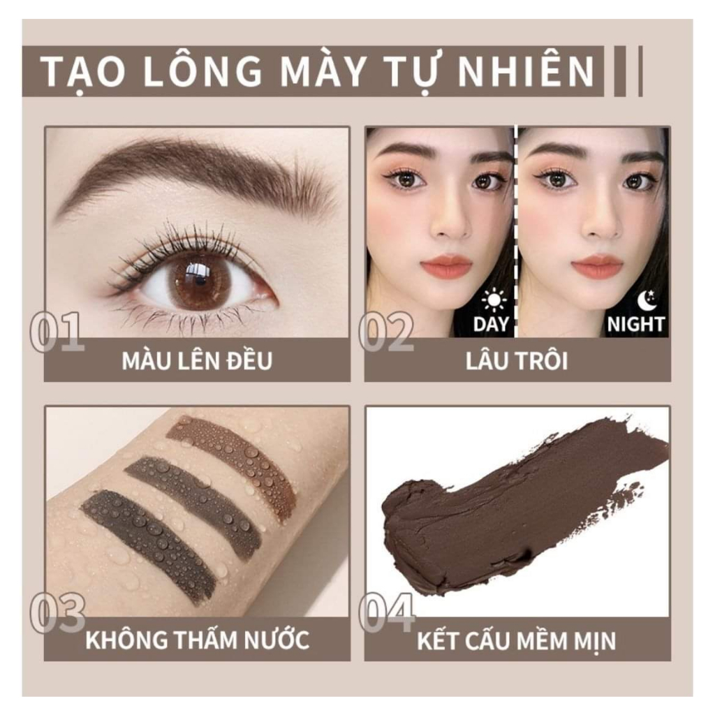 Gel Kẻ Mày Chống Nước Lâu Trôi 3in1 Siêu Mịn Nhanh Khô, Bền Màu