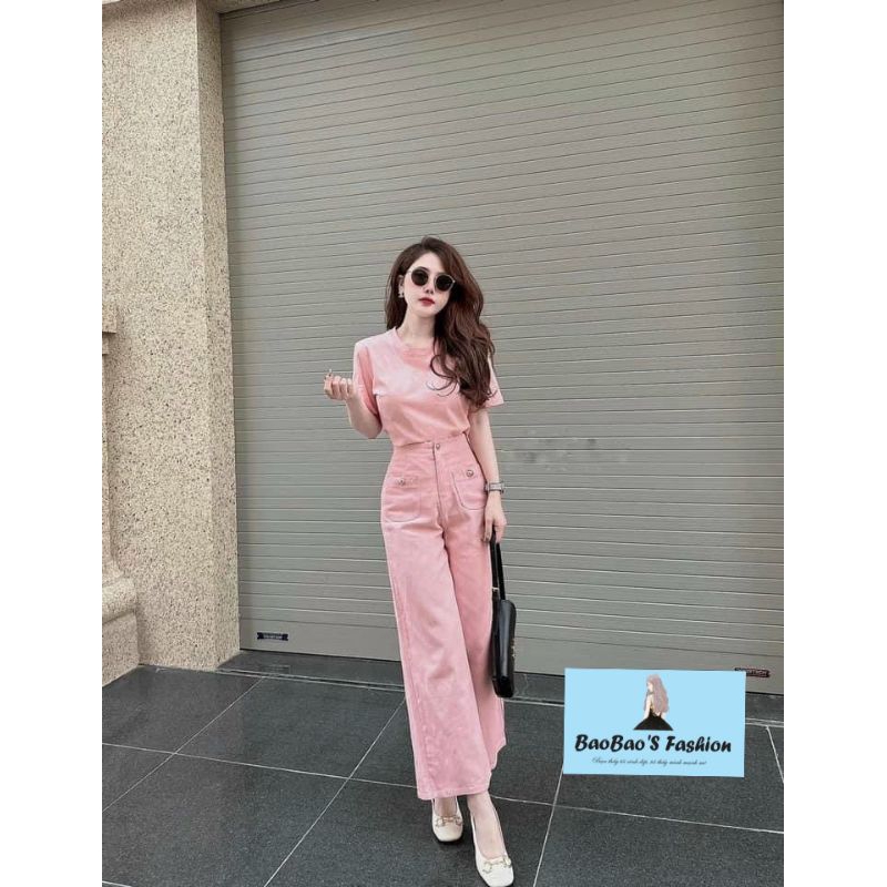 Set áo phông mix quần jean đồng màu trẻ trung thanh lịch