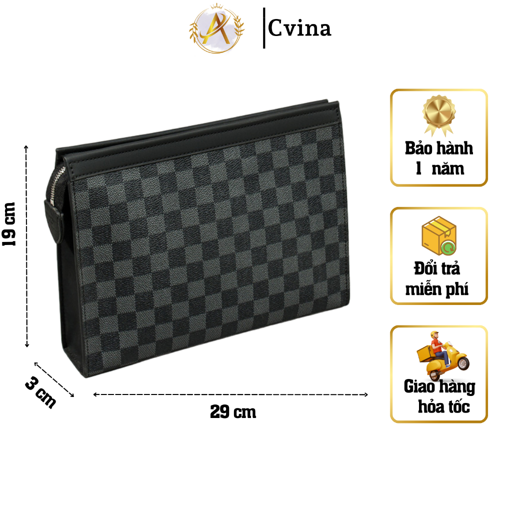Ví cầm tay thời trang nam cao cấp full hộp da pu cực sang chảnh, cvina_official