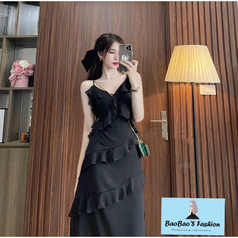 Đầm đen 2 dây nữ tính ngọt ngào