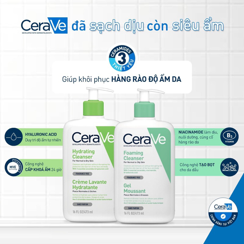 Sữa rửa mặt dành cho da dầu Cerave Foaming Facial Cleanser 236ml