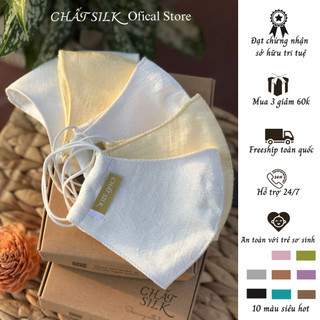 Khẩu trang vải cho bé từ lụa tơ tằm CỔ CHẤT SILK 100% thiên nhiên 3 lớp kháng khuẩn dưỡng da, chống bụi cao cấp