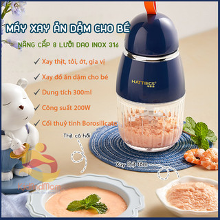 Máy xay cầm tay đa năng Hattiecs cho bé ăn dặm bản nâng cấp 6 lưỡi dao và 8 lưỡi dao