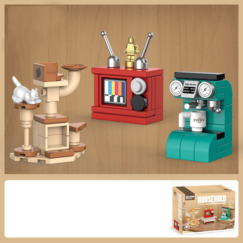 Đồ chơi lắp ráp cho bé trai, bé gái mẫu các đồ dùng trong nhà Máy may, Máy phát nhac, đàn Piano, Máy cafe , Bồn tắm