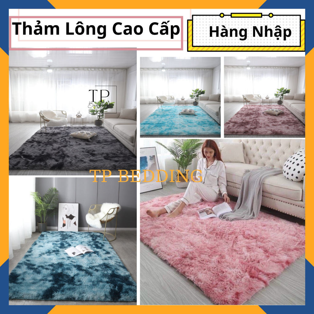 Thảm lông trải sàn hàng nhập, thảm lông trải sàn phòng ngủ màu loang đầy đủ kích thước