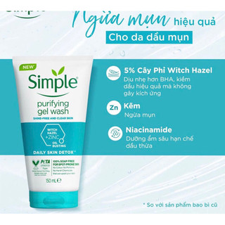 gel rửa mặt simple dành cho da mụn 150ml