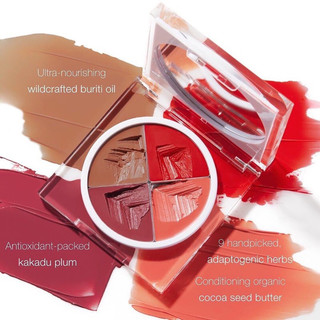 Bảng son hữu cơ 4 màu kèm cọ môi cao cấp RMS Beauty Flirtation of Color Lip Palette & Brightening Brush