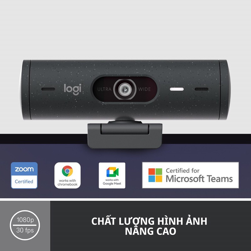 Webcam Logitech Full HD Brio 500 - Chỉnh ánh sáng, lấy khung hình, Mic kép giảm ồn, USB C