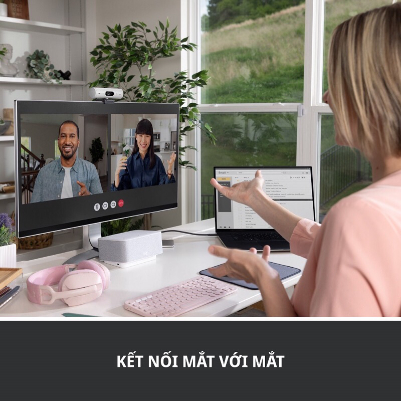 Webcam Logitech Full HD Brio 500 - Chỉnh ánh sáng, lấy khung hình, Mic kép giảm ồn, USB C