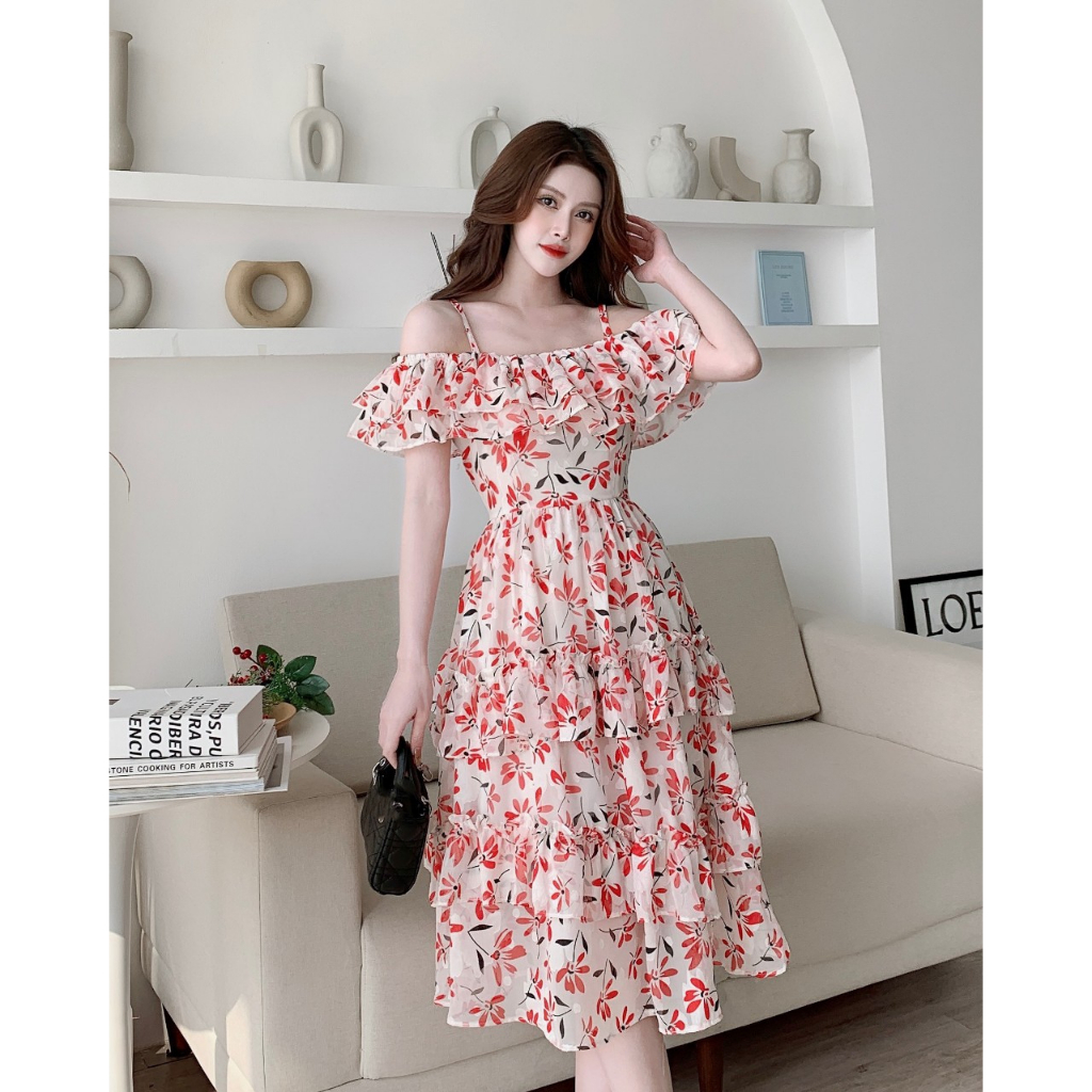 🔥M26 - Váy Tơ Hoa 2 Dây, Váy Thiết Kế 2 Lớp, Dáng Váy Trẻ Trung, Phù Hợp Mặc Đi Chơi, Đi Dạo Phố by BELLY Clothing