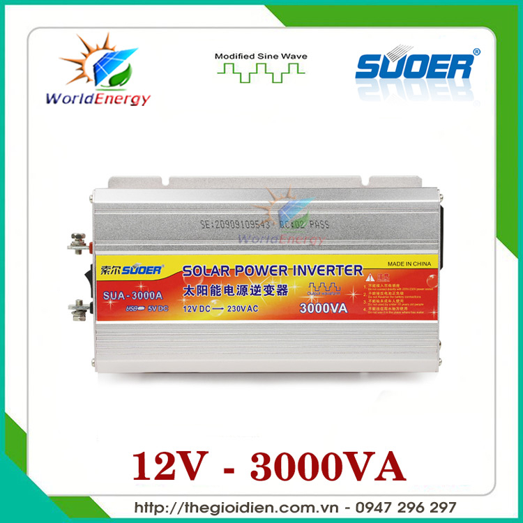 Bộ kích điện 12V lên 220V 3000VA Suoer