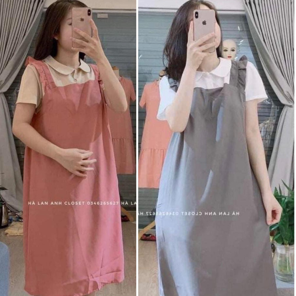 váy bầu tiểu thư - sét yếm liền công sở dáng xuông