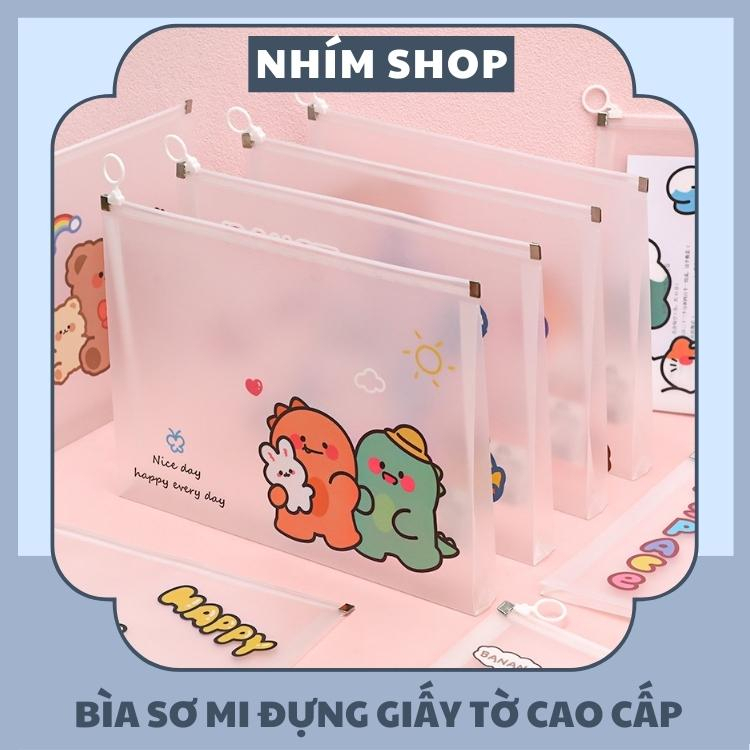 Bìa sơ mi đựng giấy tờ cao cấp trong suốt bảo quản tài liệu dễ thương kéo khóa nhiều hình ngộ nghĩnh