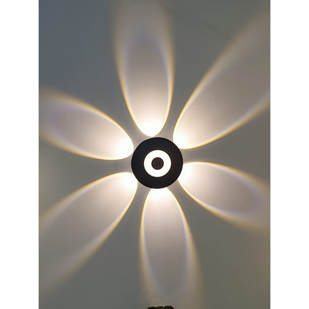 Đèn LED gắn tường hắt tường hình khối tròn hắt 6 tia hiện đại trang trí ngoài trời Decor Hợp Kim Tĩnh Điện Mã 127