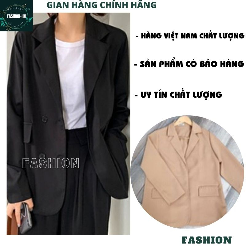Áo blazer nữ tay dài 1 lớp - Áo vest khoác ngoài 2 màu đen be đơn giản basic phong cách hàn quốc trẻ trung - FASHION