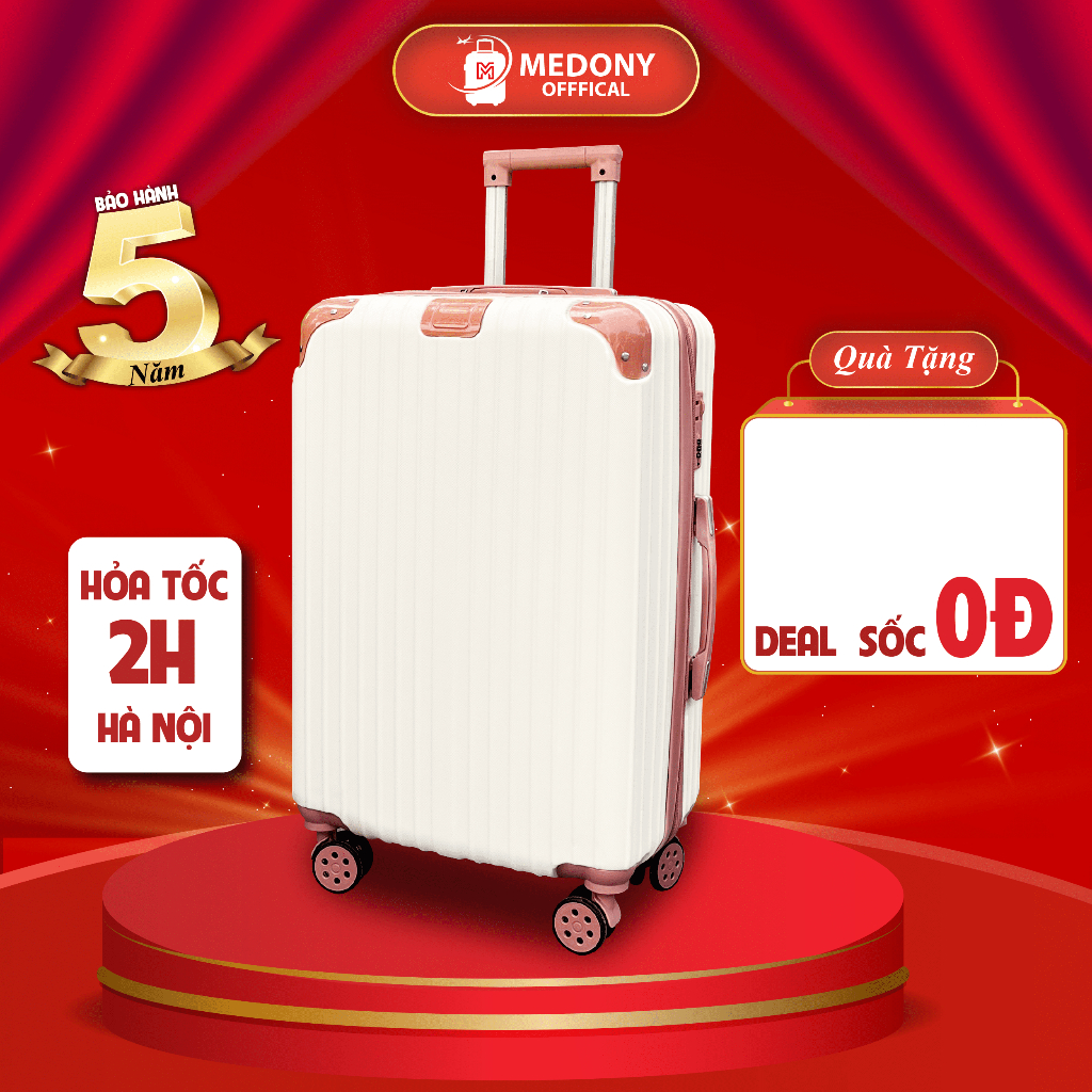 Vali du lịch size 20, size 24, Vali kéo MEDONY T102 nhựa dẻo chống va đập BẢO HÀNH 5 NĂM