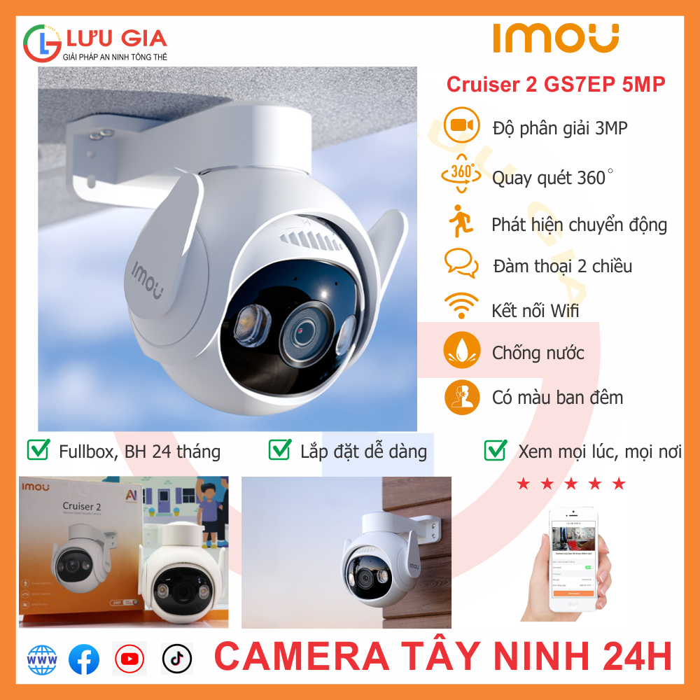 Camera Wifi ngoài trời quay quét Full Color 5MP iMOU IPC-GS7EP-5M0WE-CAMERATAYNINH24H