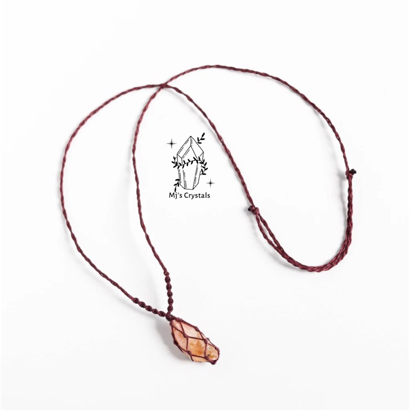 Vòng cổ Macrame handmade Honey Citrine vàng mật cực chất