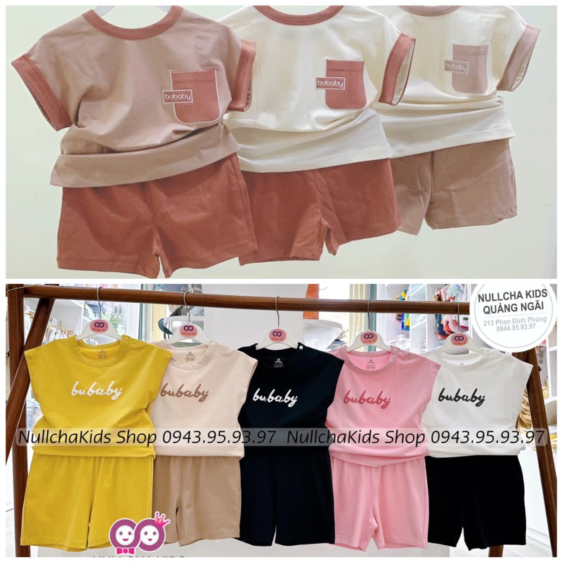 BUBABY - Bộ Bu cộc tay cài vai túi ngực Brownie dành cho bé trai bé gái siêu tây