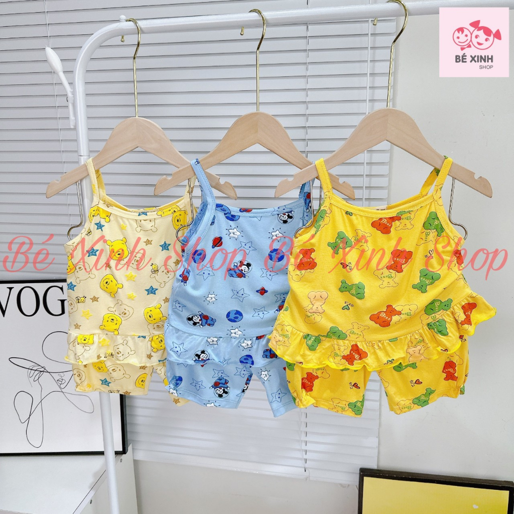 Bộ Quần Áo 2 Dây Mùa Hè Cho Bé Gái Minky Mom  Set Đồ Bộ Mặc Nhà Thun Lạnh Hai Dây Cho Bé Gái 2 DÂY IN