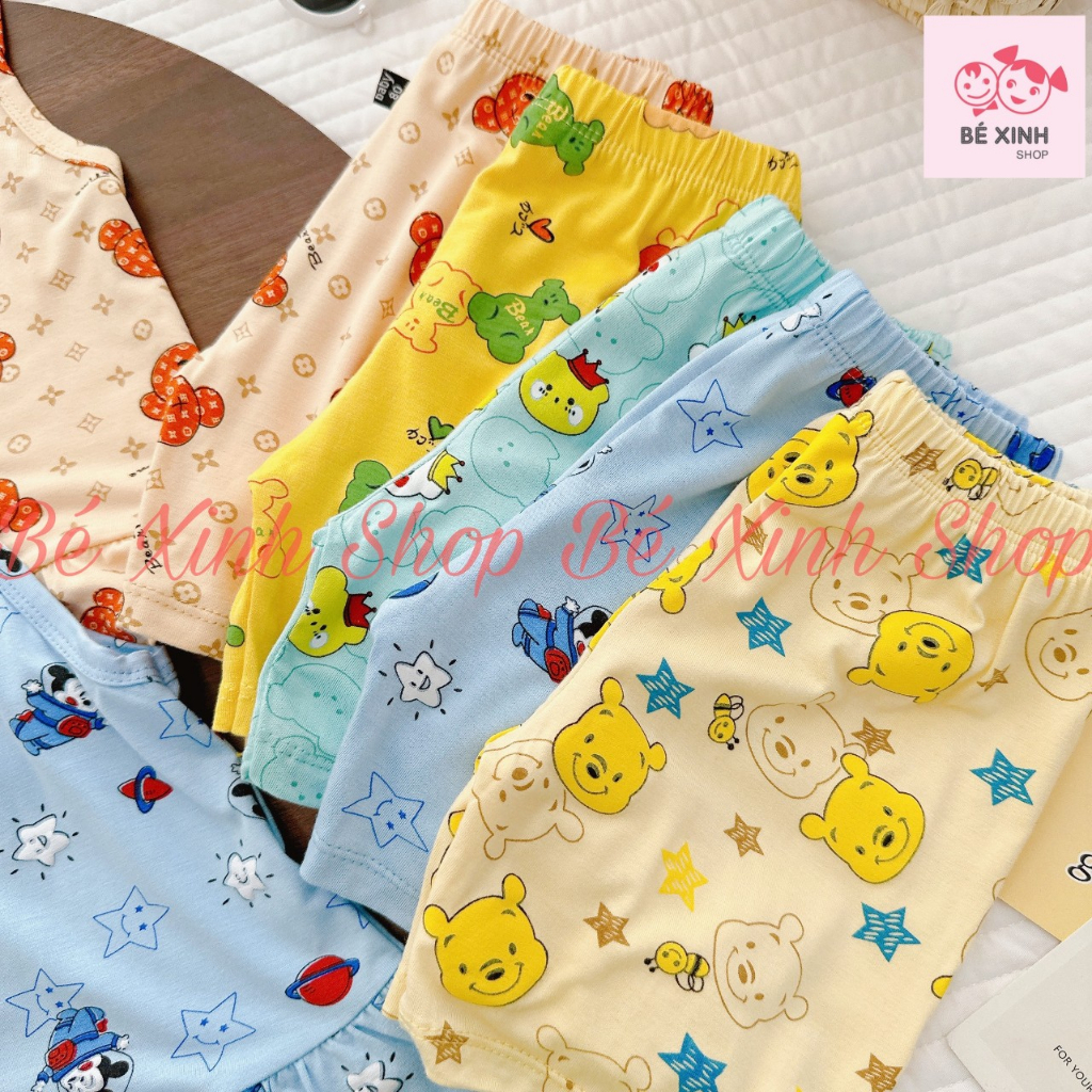 Bộ Quần Áo 2 Dây Mùa Hè Cho Bé Gái Minky Mom  Set Đồ Bộ Mặc Nhà Thun Lạnh Hai Dây Cho Bé Gái 2 DÂY IN