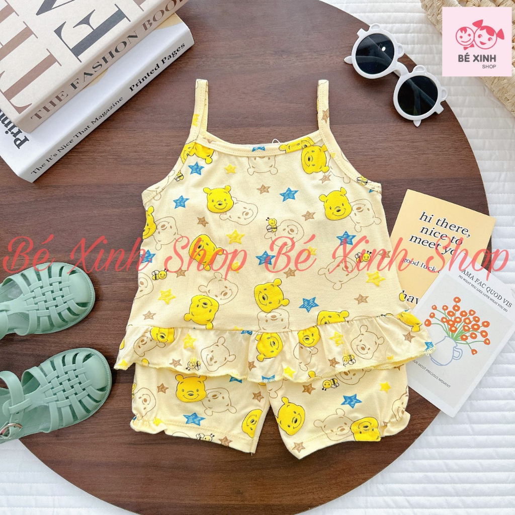 Bộ Quần Áo 2 Dây Mùa Hè Cho Bé Gái Minky Mom  Set Đồ Bộ Mặc Nhà Thun Lạnh Hai Dây Cho Bé Gái 2 DÂY IN