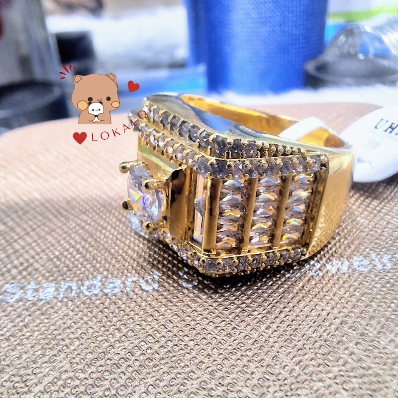 Nhẫn Nam Đẹp, Nhẫn Vàng Nam Đính Đá Mạ Vàng 18K Cao Cấp - Đeo Y Nhẫn Thật 31.3.23