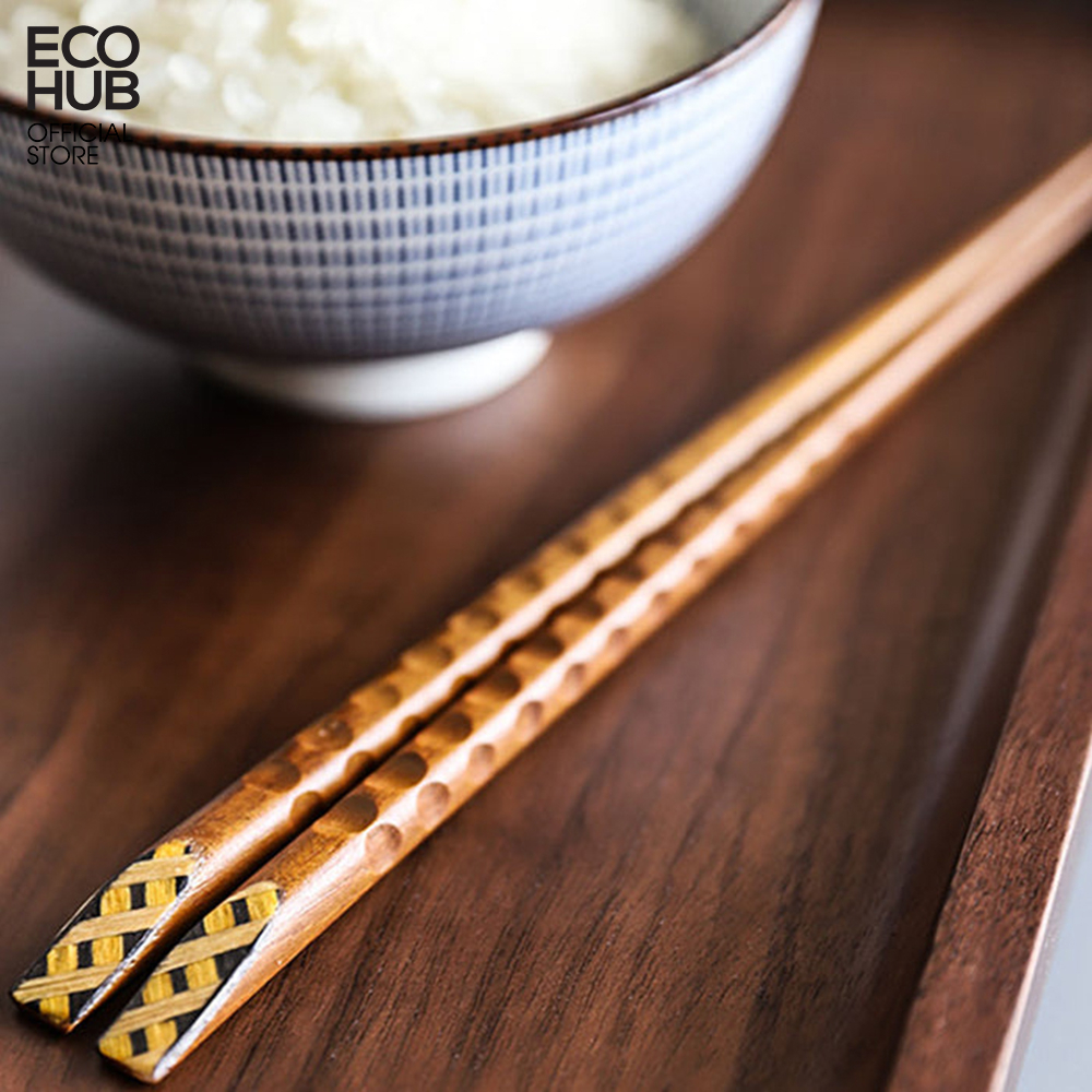 Đũa gỗ ma thuật chạm khắc thủ công ECOHUB bằng gỗ tự nhiên (Wooden Chopsticks) E00320