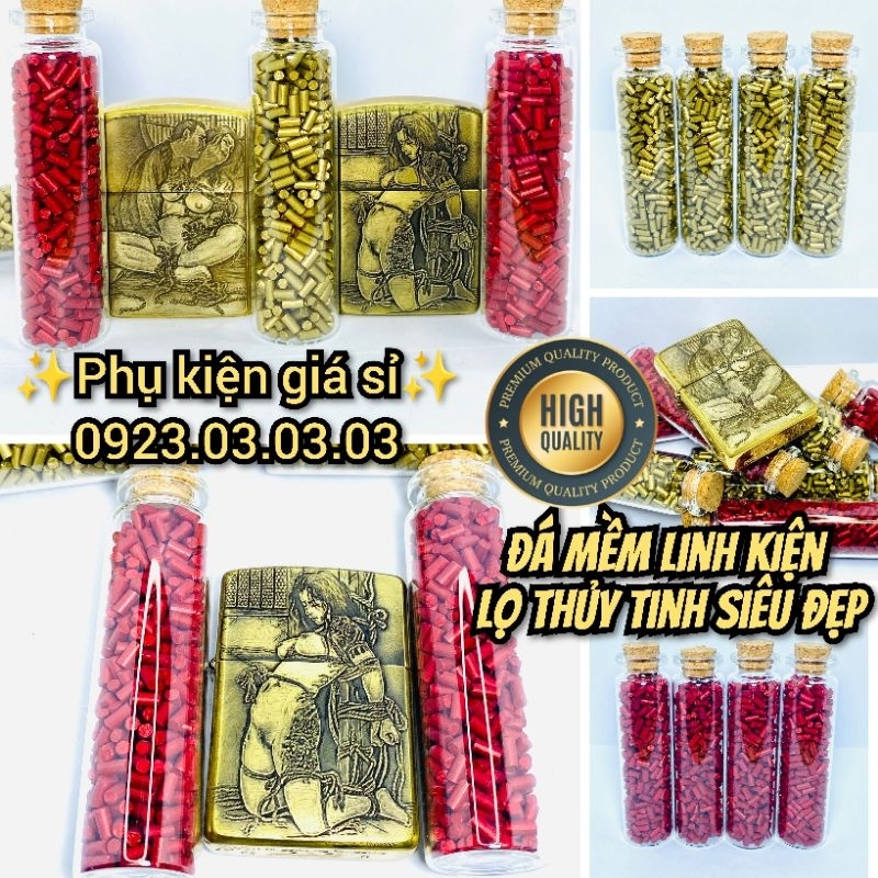 Đá lửa siêu mềm vàng và đỏ, lọ lớn thủy tinh