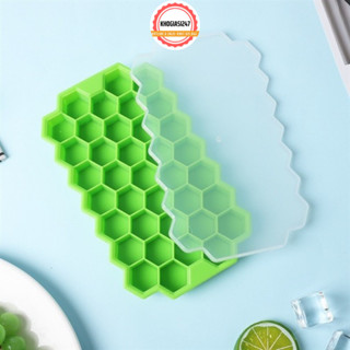 Khay đá tổ ong 37 ô, khay đá silicon siêu dẻo dễ dàng vặn xoắn lấy nước đá, khay đá tổ ong ô làm đá hình lục giác