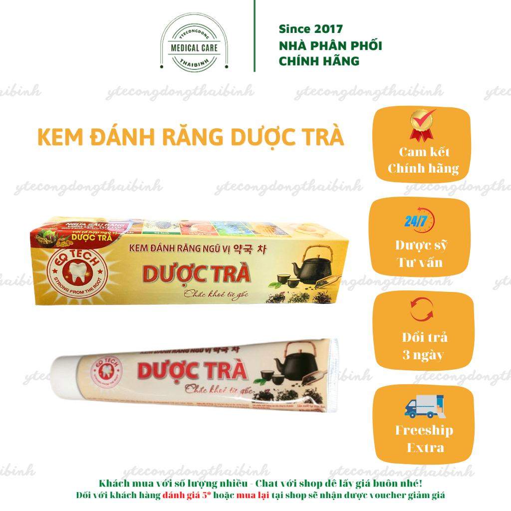 Kem đánh răng thảo dược Ngũ vị Dược trà EQ TEch (170G) chiết xuất từ các loại trà thảo dược giảm e buốt nhiệt miệng