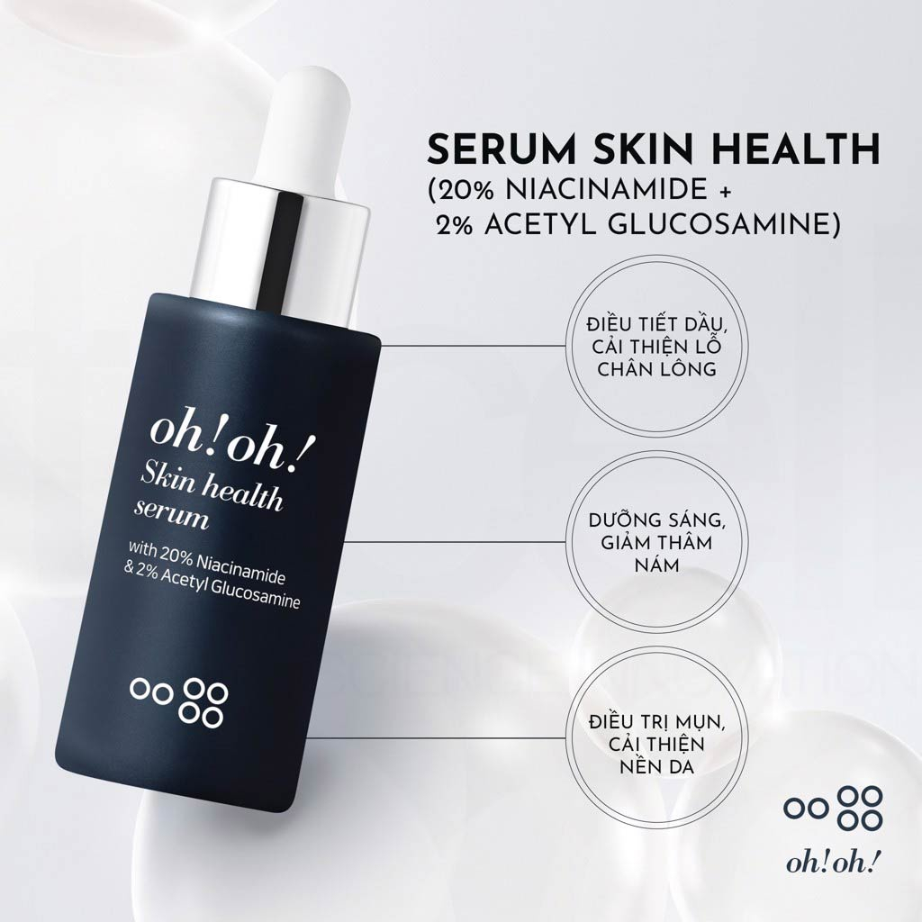 Serum Oh! Oh! Niacinamide 20% dưỡng sáng da, thu nhỏ lỗ chân lông Ohoh Skin Health 10 ml