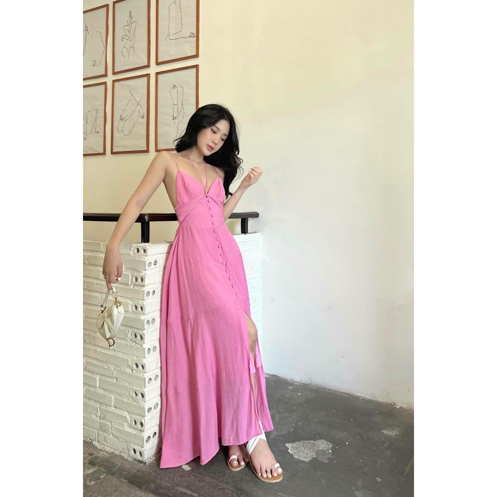 Váy Hai Dây Hở Lưng Xòe Dài Sexy Quyến Rũ Cho Nàng Diện Đi Biển Du Lịch Dạo Phố Tung Tăng Con Cá Vàng