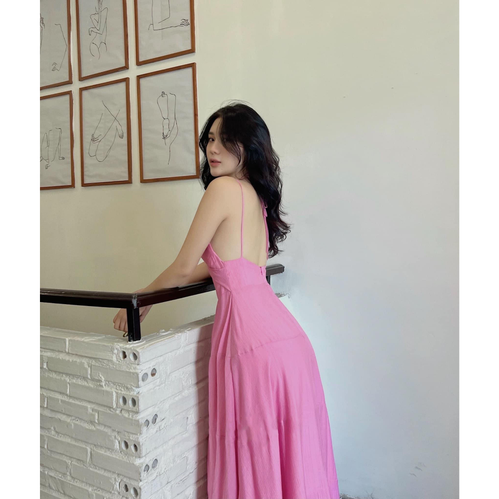 Váy Hai Dây Hở Lưng Xòe Dài Sexy Quyến Rũ Cho Nàng Diện Đi Biển Du Lịch Dạo Phố Tung Tăng Con Cá Vàng