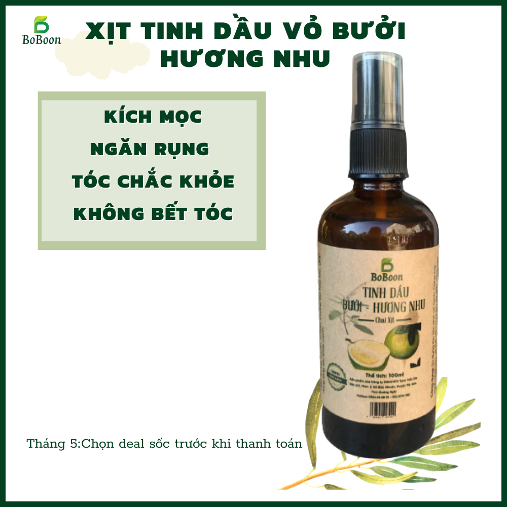 Xịt tinh dầu bưởi,xịt bưởi Boboon mọc tóc, ngăn rụng tóc, dưỡng tóc