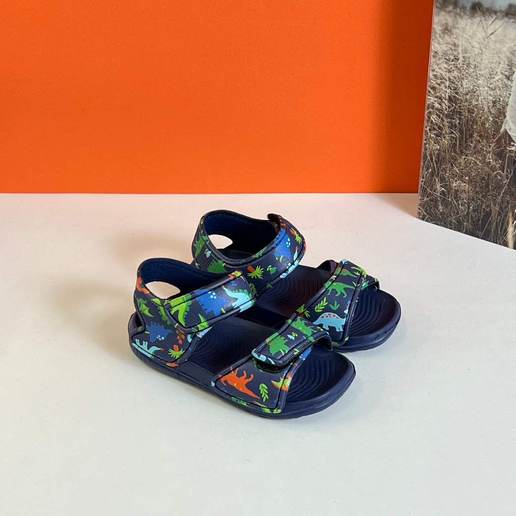 Dép Sandal xốp quai dán Khủng Long 4 màu phiên bản 2023 Siêu Ngầu cho bé trai bé gái 1-5 tuổi siêu nhẹ, mềm