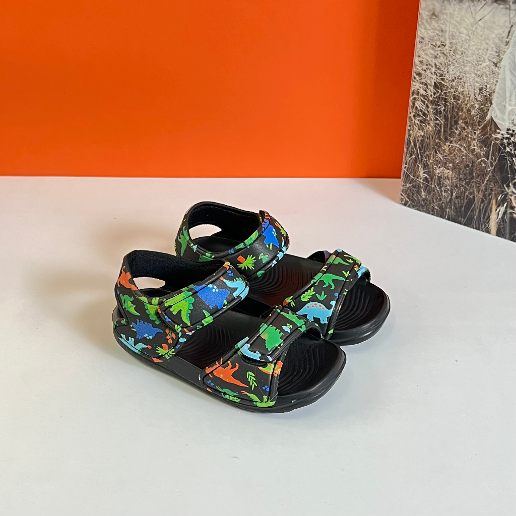 Dép Sandal xốp quai dán Khủng Long 4 màu phiên bản 2023 Siêu Ngầu cho bé trai bé gái 1-5 tuổi siêu nhẹ, mềm