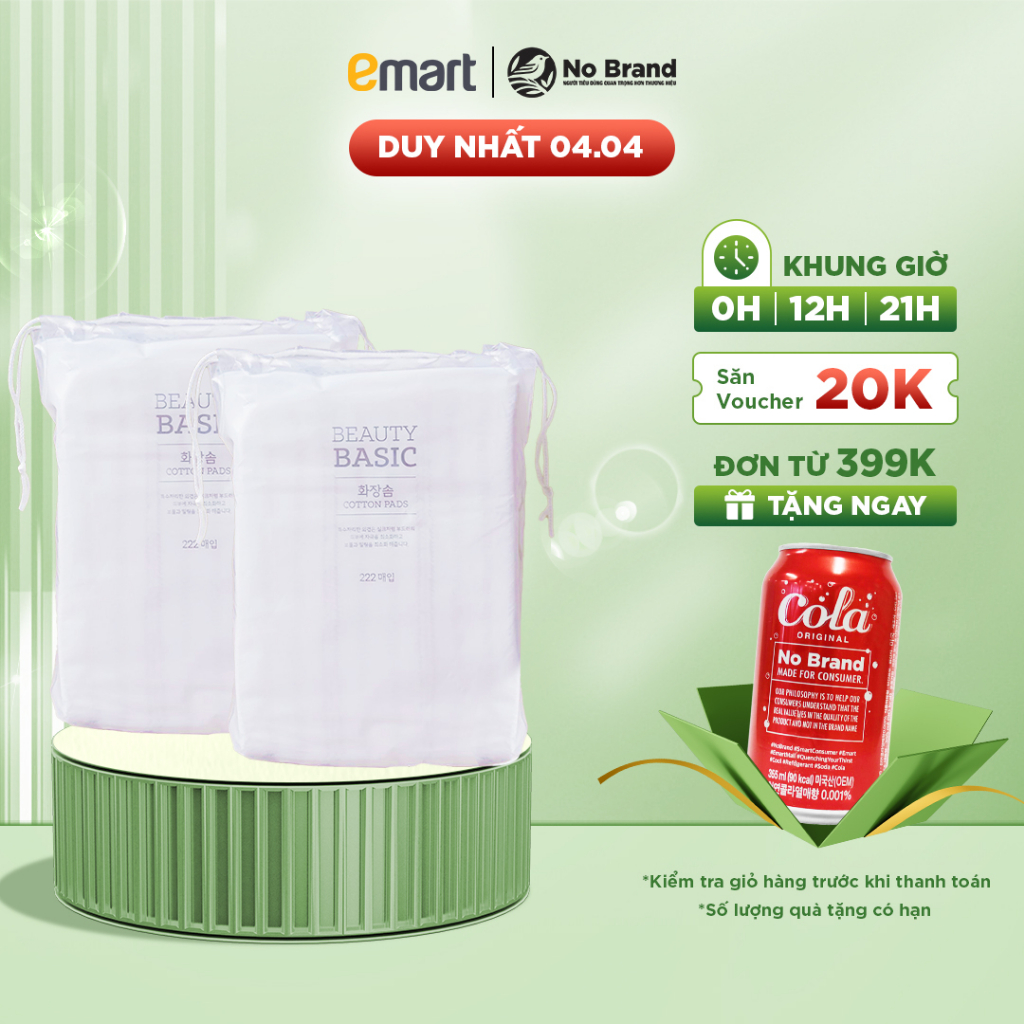 Combo 2 Túi Bông Tẩy Trang Cotton Emart 222 Miếng