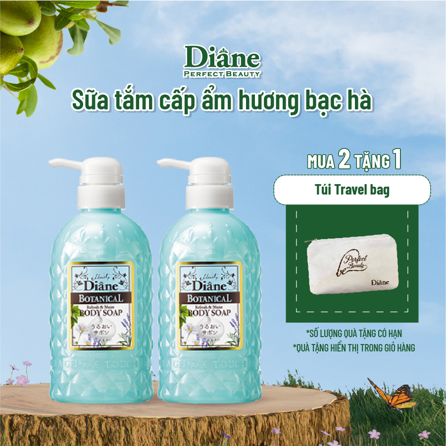 Combo 2 sữa tắm Moist Diane Botanical Refresh &amp; Moist (hương bạc hà) - 500ml