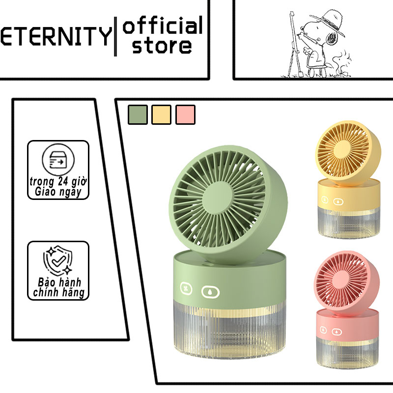 2 trong1 Quạt tản nhiệt nước Quạt sạc USB Quạt mini máy phun sương tạo ẩm khuếch tán tinh dầu đèn led dung 350ML