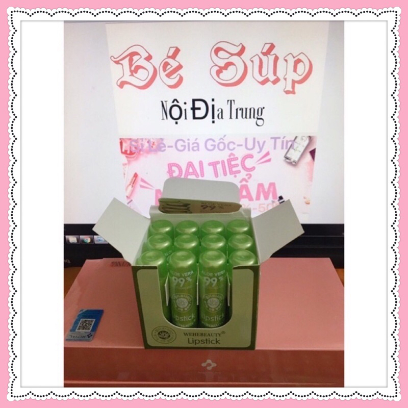 Hộp 12 cây son dưỡng lô hội aloe Vera 99%