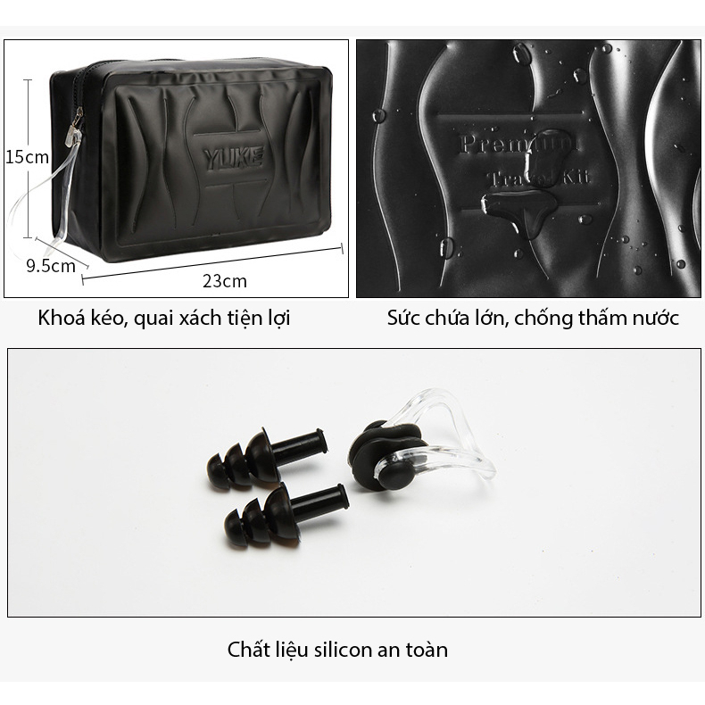 Kính Bơi YLIKE Tráng Gương Kèm Mũ Bơi Nút Tai Bịt Mũi Túi Đựng Đồ Bơi