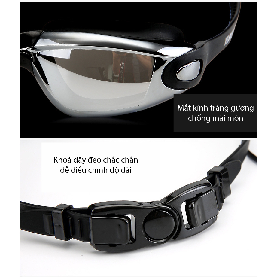 Kính Bơi YLIKE Tráng Gương Kèm Mũ Bơi Nút Tai Bịt Mũi Túi Đựng Đồ Bơi