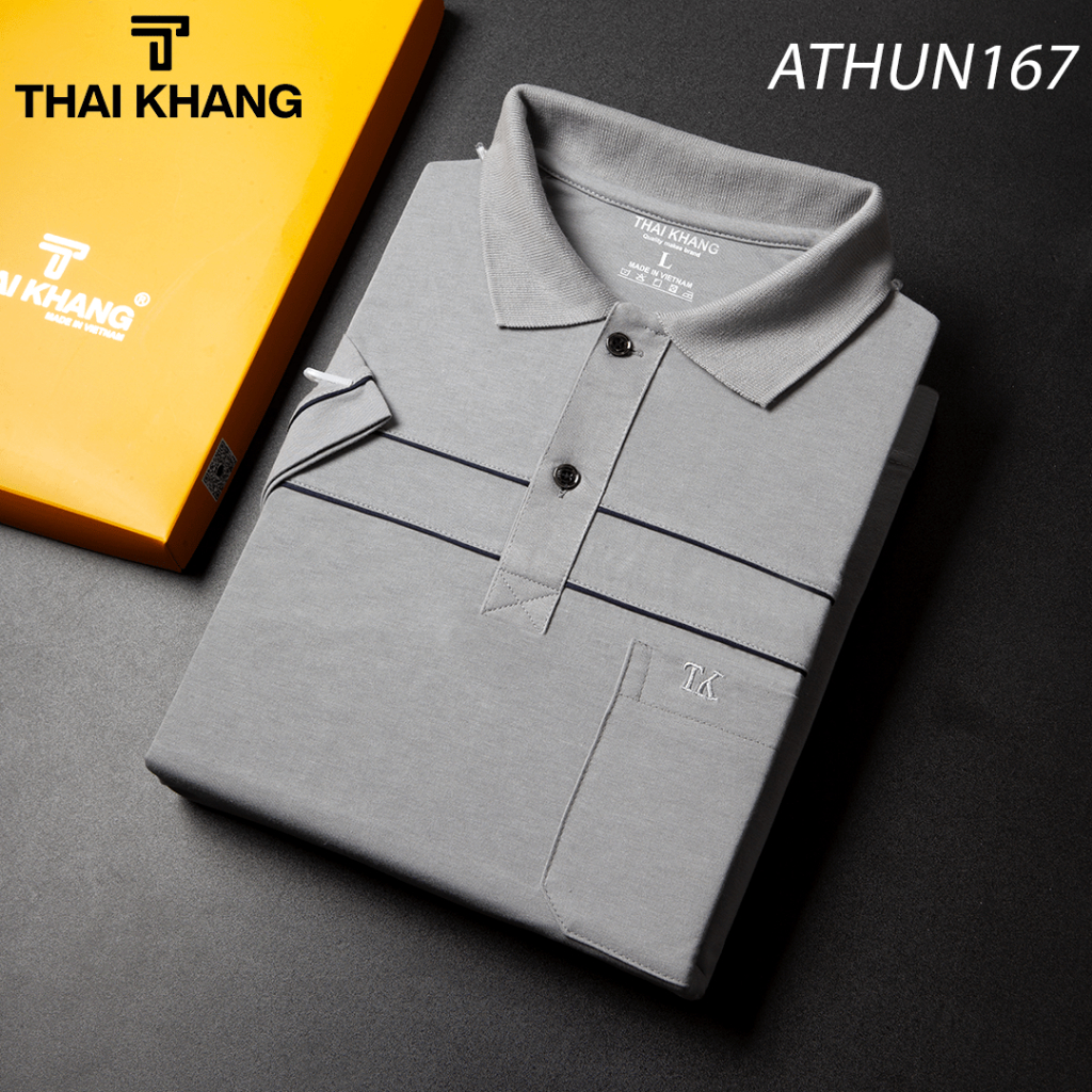 áo thun nam có cổ trung niên vải cotton do Thái Khang đặt riêng từ nước ngoài loại áo thun nam form rộng vitin ATHUN16