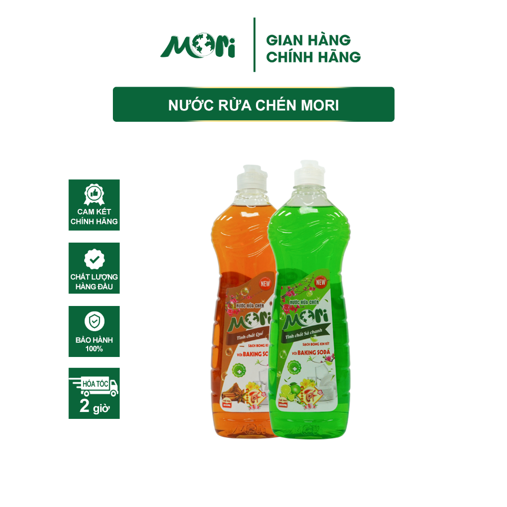 Nước rửa chén Mori 800ml Hương Quế, Hương Sả chanh