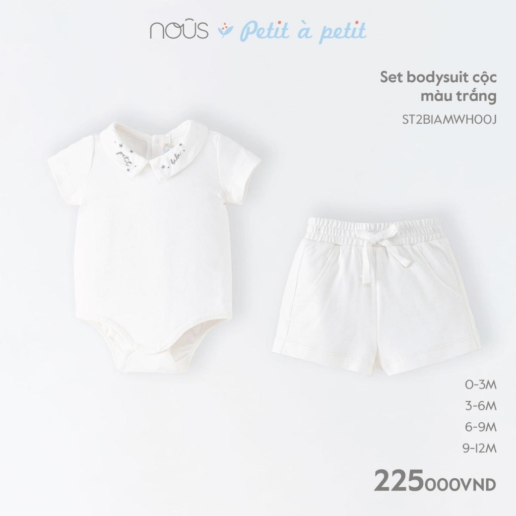 NOUS-body cộc tay phối màu cho bé nữ và bé nam