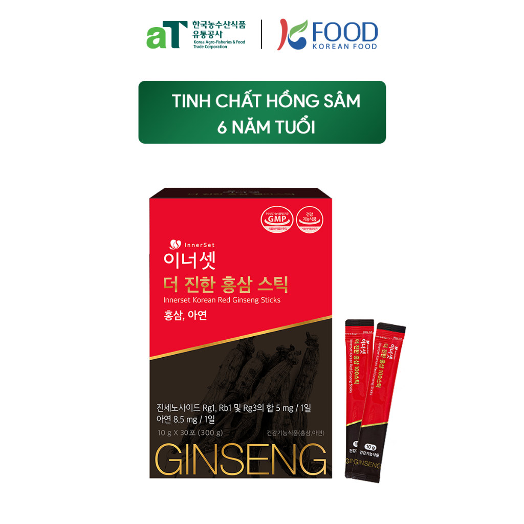 [Hộp 100 Gói] Nước Hồng Sâm 6 Năm Tuổi Innerset Hàn Quốc 10g/gói - aT Mall & K Food
